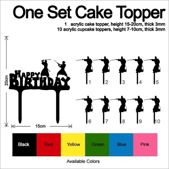 Joyeux Anniversaire Samurai Combat Set De Laser Cut Toppers Etsy