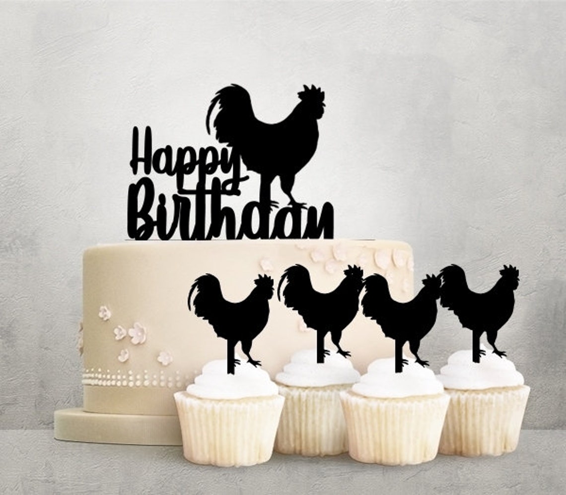 Happy Birthday Rooster Acrylic Toppers for Party Wedding | Etsy