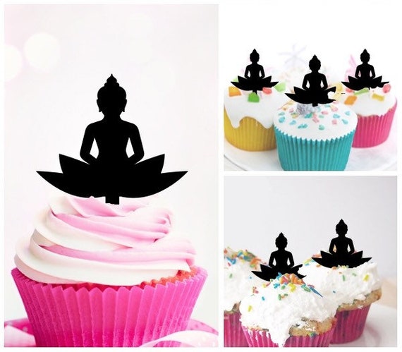 Mediter Bouddha Cupcake 10 Toppers Laser Cut Acrylique Pour Etsy