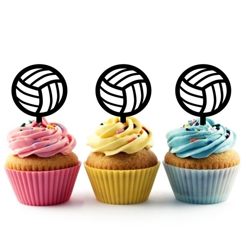 Volleyball Cupcake 10 Toppers Laser Cut Acrylic for Wedding Etsy