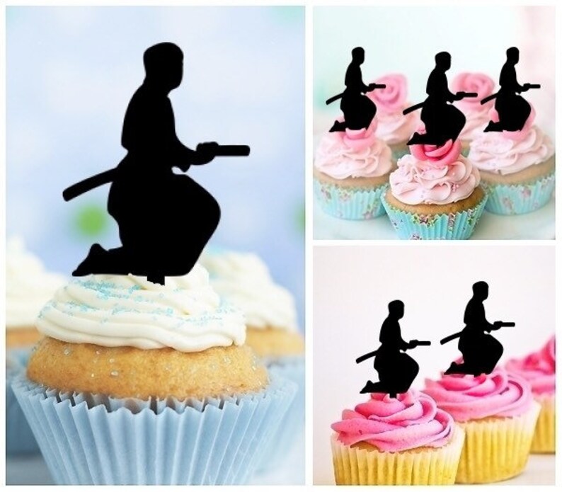 Japan Samurai Cupcake 10 Toppers Laser Cut Acrylic For Wedding Etsy