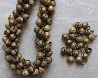 Vintage African Brass Bells 20Pcs Yoruba Coiled Lost Wax Brass Bells Fulani Cosmic Beads