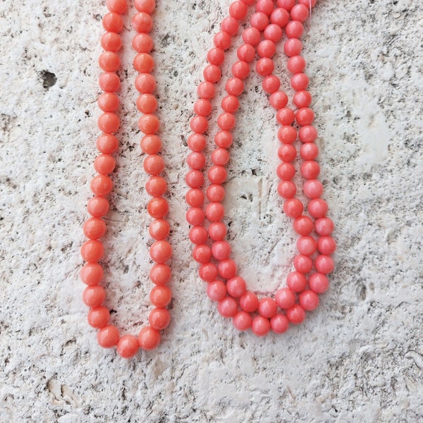 Pink Coral Beads 8mm Round Coral Beads Full Strand Round Pink Beads Corallo Rosa Naturale Lachsrosa Korallenperlen Perles Corail Rose Saumon