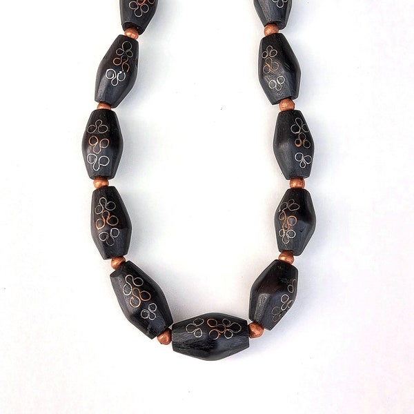 ABENA Ethnic Tribal Necklace Chunky Bold Jewelry Exotic Necklace Ebony Wood Necklace Bold African Jewellery Ethno Schmuck Afrikanische Kette