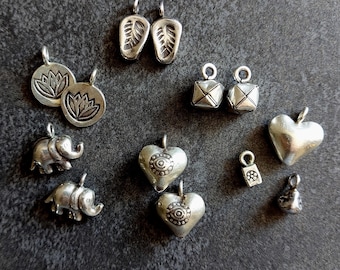 Karen Silver Matching Pairs of Charms Small Karen Silver Pendants Karen Hill Tribe Silver