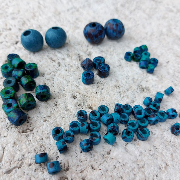 Blue Ceramic Beads Mykonos Ceramic Beads Greek Mini Tube Beads Mykonos Destash Beads Aegean Blue Beads DIY Blaue Keramikperlen Schmuckbedarf
