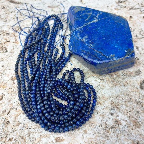 Lapis Lazuli 4mm Beads Navy Blue Natural Lapis Gemstone DIY Jewellery Blue Beads Schmuckbedarf Lapislazuli Schmuckherstellung Schmuckzubehör