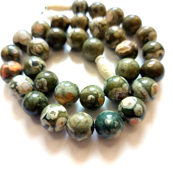 Rainforest Jasper 12mm Natural Rhyolite Beads Round Rhyolite Beads