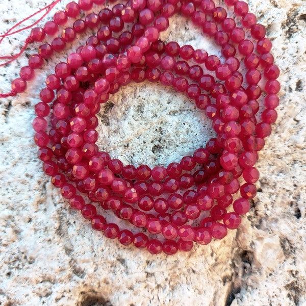 Ruby Red Chalcedony Beads For Jewelry Making Small Sparkling Red Beads Supply Semi-Precious Quality Beads Schmuckbedarf Rote Halbedelsteine