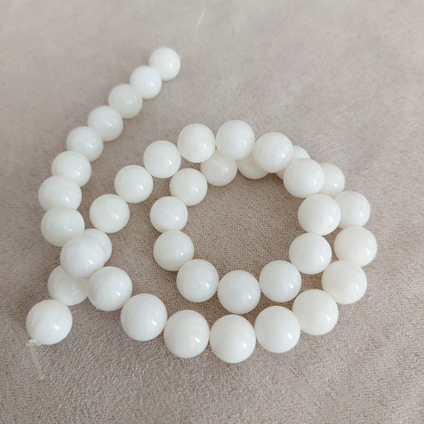 White Jade Round Beads 10mm Destash Natural White Jade Beads for Jewelry Making Schmuckbedarf Halbedelsteine Schmuckherstellung Weisse Jade