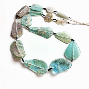 Ancient Roman Glass Beads Graduated Blue Green Roman Glass Fragments Beads