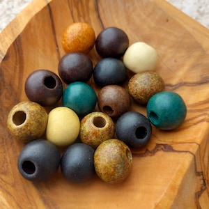 Matt Ceramic Beads Big Hole Earthy Ceramic Beads Round Organic Multicolor Mykonos Beads