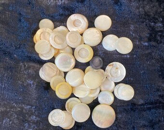 Reduced! Mother of pearl, nacre gaming pieces. Mixed antiquelot of 53. Gambling, poker, card game counters.