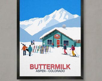 Buttermilk Ski Resort Poster, Ski Resort Poster, Ski Print , Snowboard Poster,  Ski Gifts, Ski Poster