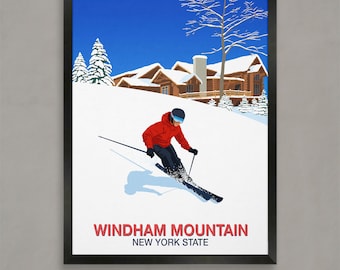 Windham Mountain Ski Resort Poster, Ski Resort Poster, Ski Print, Snowboard Poster, Ski Gifts, Ski Poster