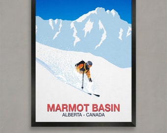 Marmot Basin Ski Resort Poster: Alberta Canada Travel Print