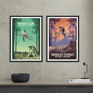 Mountain Bike Art Prints: Set of 2 Unframed Posters
