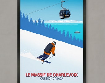 Le Massif de Charlevoix ski poster, Ski Resort Poster, Ski Print, Le Massif de Charlevoix, Ski Poster, Le Massif de Charlevoix ski resort