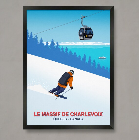Le Massif De Charlevoix Ski Resort Poster: Vintage Style Ski Print