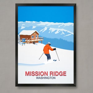 Mission Ridge Ski Resort Poster, Ski Resort Poster, Ski Print, Snowboard Poster, Ski Gifts, Ski Poster