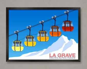 La Grave Ski Resort Landschaft Poster, Ski Resort Poster, Ski Print, Snowboard Poster, Ski Gifts, Ski Poster