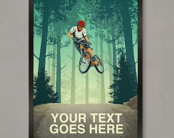 Personalized Mountain Bike Art Print: Custom MTB Poster