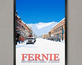 Fernie Ski Resort Poster: Vintage Style Travel Print