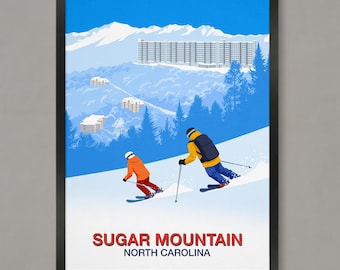 Sugar Mountain Ski Resort Poster: North Carolina Vintage Style Print