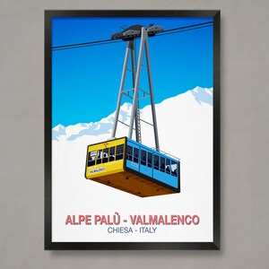 Valmalenco - Poster della stazione sciistica Alpe Palu, Poster della stazione sciistica, Stampa sciistica, Poster snowboard, Regali sciistici, Poster sciistico