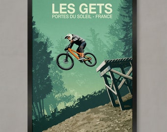 Les Gets Mountain Bike Trail Poster: France MTB Art Print