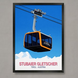 Stubaier Gletscher ski resort poster, Ski Resort Poster, Ski Print , Snowboard Poster,  Ski Gifts, Ski Poster