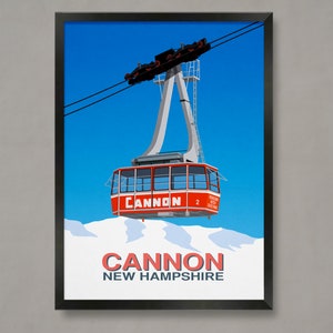 Cannon Ski Resort Poster: Red Cable Car, New Hampshire Ski Print