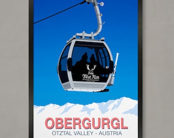 Obergurgl Ski Poster, Ski Resort Poster, Ski Print, Snowboard Poster, Ski Gifts, Ski Poster