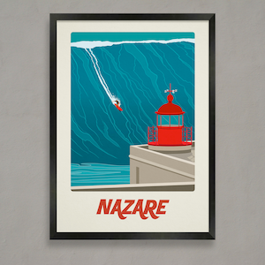 Nazare surf poster,Surf poster,Vintage surf poster, Retro surf poster,Surf prints, Vintage surf prints,Nazare surfing.