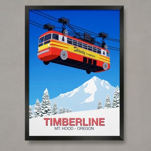Timberline Ski Resort Poster: Vintage Skiway Tram Print