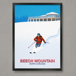 Poster di sci di Beech Mountain, poster della stazione sciistica, stampa di sci, regali di sci, poster di sci, stazione sciistica di Beech Mountain, Beech Mountain, poster di sci