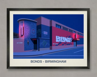 Bonds Nightclub Poster, Bonds Nightclub Birmingham, Bonds Nightclub, Bonds Nightclub print, Bonds Nightclub, Miss Moneypenny's, Bonds Club