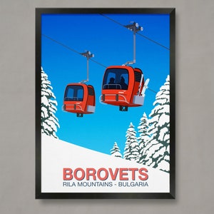 Borovets Ski Poster, Ski Resort Poster, Ski Print, Snowboard Poster, Ski Gifts, Ski Poster