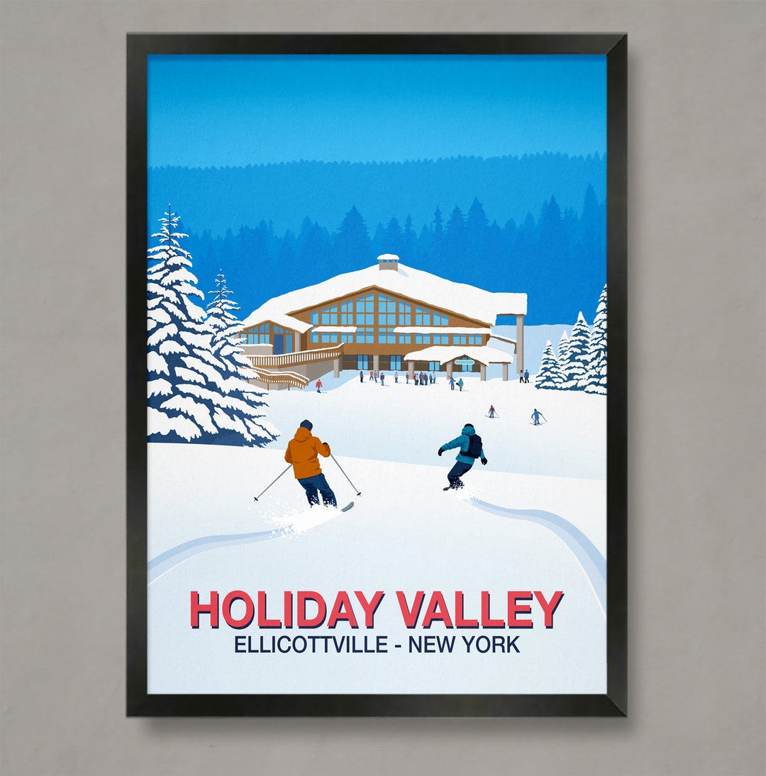 Holiday Valley Ski Poster, Ski Resort Poster, Ski Print, Snowboard