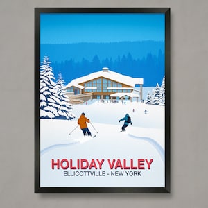 Holiday Valley Ski Poster, Ski Resort Poster, Ski Print, Snowboard Poster, Ski Geschenken, Ski Poster, Holiday Valley skigebied, Holiday Valley