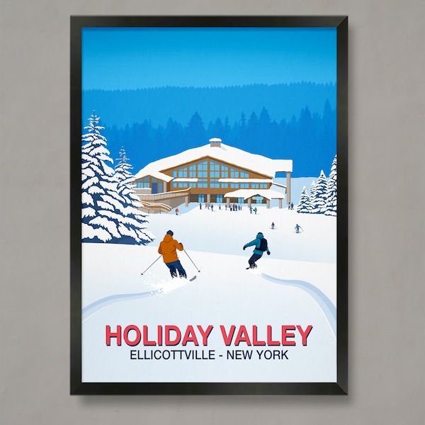 Holiday Valley Ski Poster, Ski Resort Poster, Ski Print, Snowboard Poster,  Ski Gifts, Ski Poster, Holiday Valley ski resort, Holiday Valley
