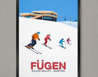 Fugen Ski Resort Poster: Vintage Style Travel Print