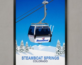 Steamboat Ski Resort Poster: Colorado Vintage Travel Print