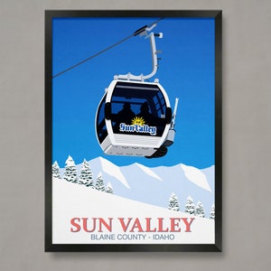 Sun Valley Ski Poster, Ski Resort Poster, Ski Print , Snowboard Poster,  Ski Gifts, Ski Poster