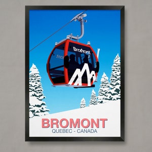 Póster de esquí de Bromont, póster de estación de esquí, impresión de esquí, póster de snowboard, regalos de esquí, póster de esquí