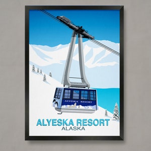 Alyeska Ski Resort in Alaska Poster, Ski Resort Poster, Ski Print , Snowboard Poster,  Ski Gifts, Ski Poster