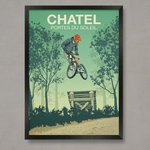 Chatel mountain bike trail poster, Mountain Bike Poster, Mountain Bike Print, MTB Poster, MTB prints