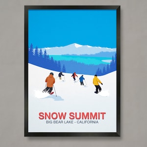 Cartel de la estación de esquí Snow Summit, cartel de la estación de esquí, impresión de esquí, cartel de snowboard, regalos de esquí, cartel de esquí