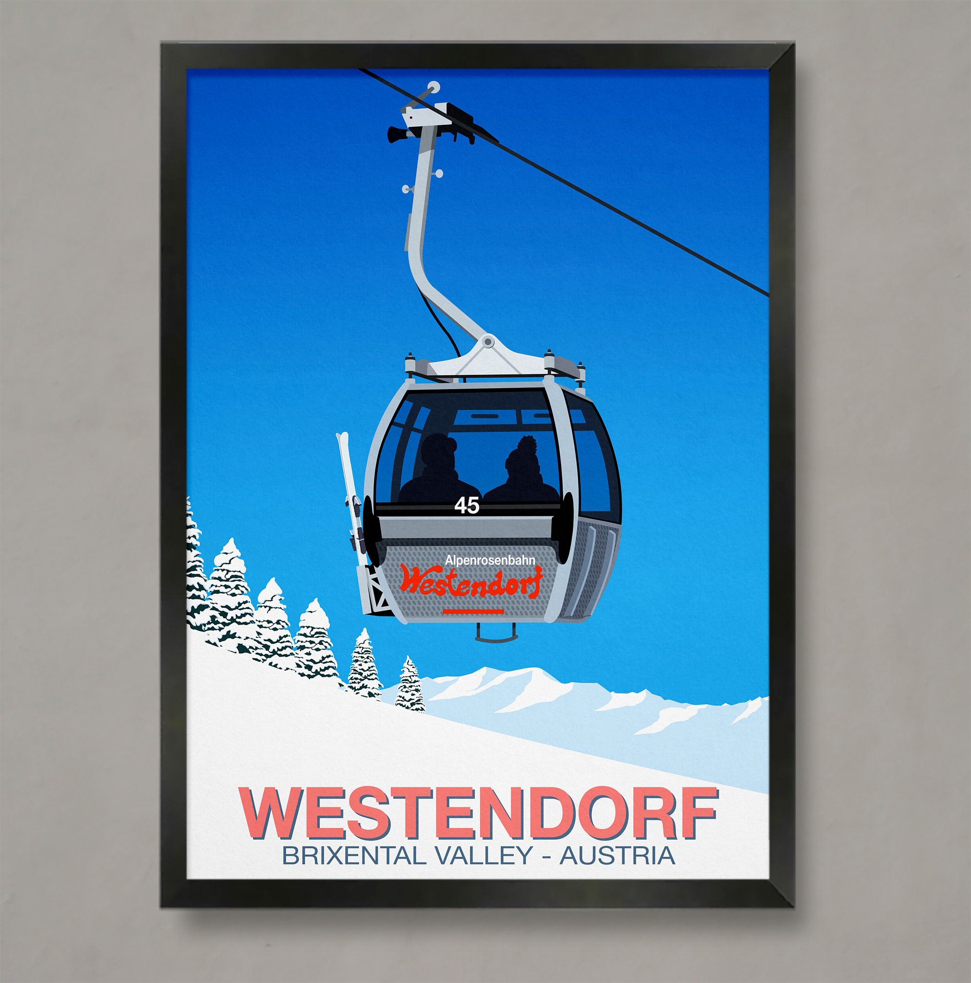 Westendorf Austria Ski Resort Poster: Vintage Style Travel Print