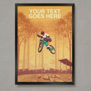 Regalo de bicicleta de montaña personalizado, arte de bicicleta de montaña personalizado, póster de arte MTB, arte de bicicleta de montaña personalizado, regalos personales de bicicleta de montaña